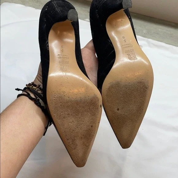 Roberto Capucci Black Leather Suede Stiletto Heels Made in Italy Size 5 B - Picture 8 of 9